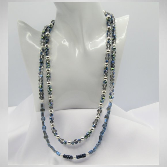 Blue and Silver Colour Beaded Jewelry Set - Picture 2 of 5